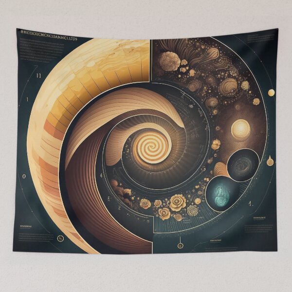 Item preview, Sacred Fibonacci Style Spiral Infographic Colourful Abstract  designed and sold by RAGANADesign.