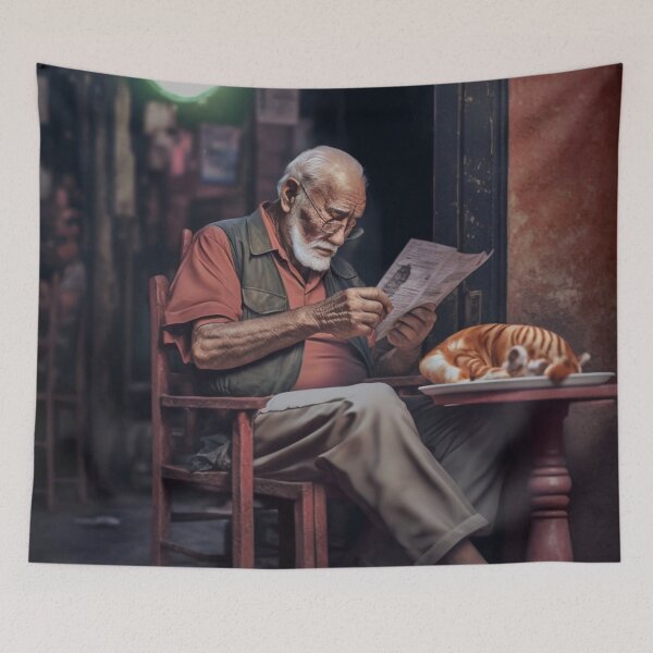 Item preview, The coffee shop man is reading the newspaper designed and sold by Shagrah.
