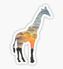 Giraffe Silhouette - Pastell Serengeti Sonnenuntergang Sticker