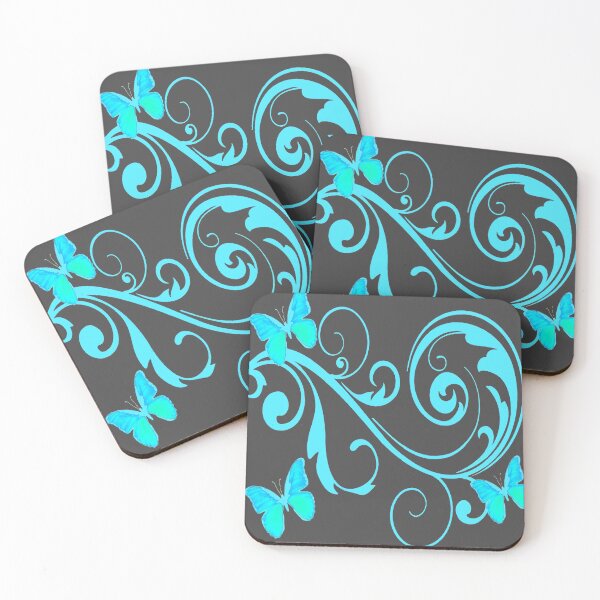 Item preview, NEON BLUE BUTTERFLY SCROLL PATTERN BLUE ART designed and sold by sharlesart.