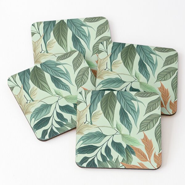 Item preview, "Raelyn" - Watercolor Leaf Leafs Abstract Painting Pattern in Green, Black, Brown, White Yellow, Blue, Cream, Light designed and sold by HiArtify ❤️.