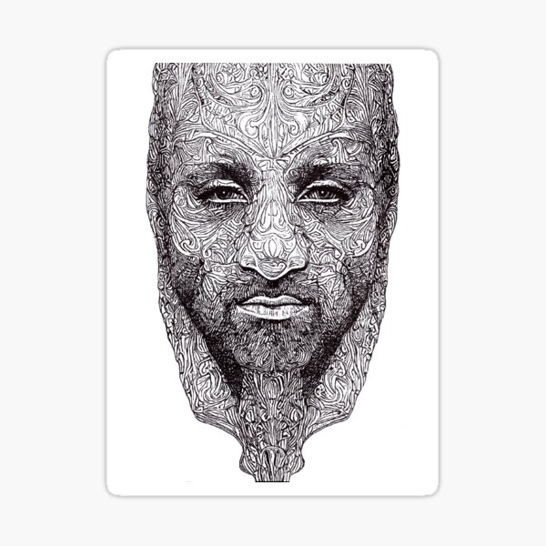 Bearded Tribal Man Portrait Sticker
