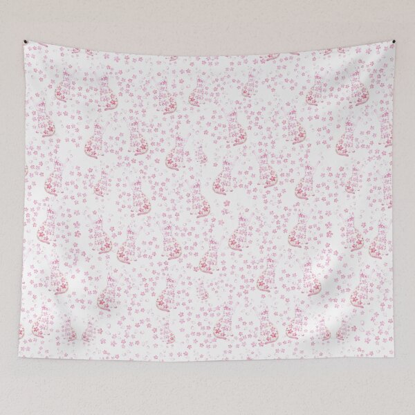 Item preview, cat and cherry blossom watercolor pattern  designed and sold by ColorandColor.