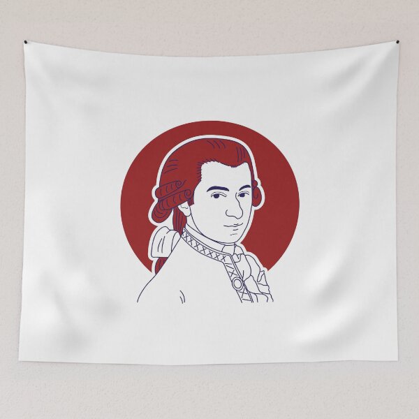 Item preview, Wolfgang Amadeus Mozart minimalist line art portrait designed and sold by OpeRadar.