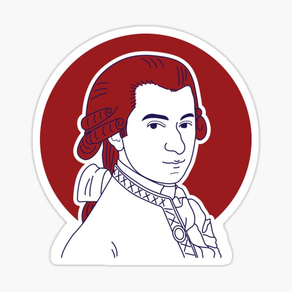 Wolfgang Amadeus Mozart minimalist line art portrait Sticker