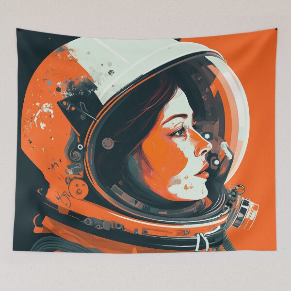 Item preview, Astronaut Women Pop Art Space Nasa Retro Rainbow designed and sold by HRMNY25.