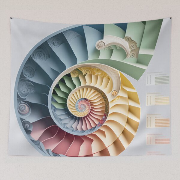 Item preview, Coral Sacred Fibonacci Style Spiral Infographic Abstract  designed and sold by RAGANADesign.