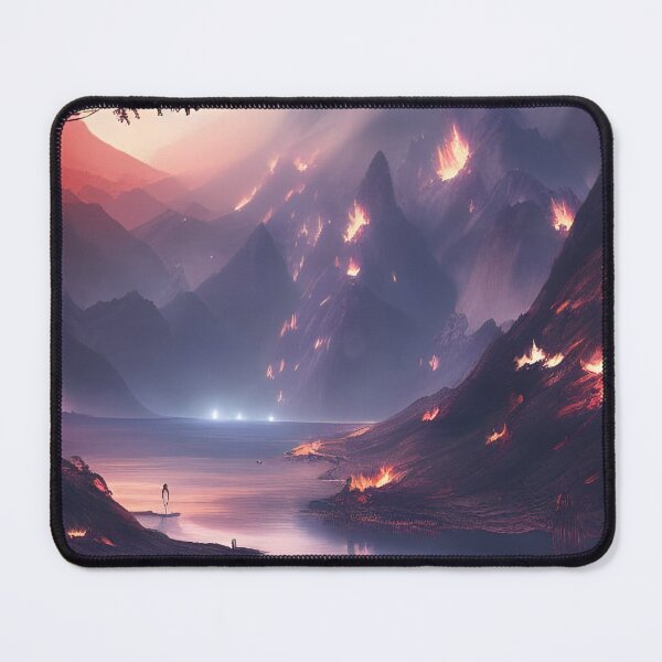 Item preview, Mountains with fire generated by artificial intelligence designed and sold by megadrina.
