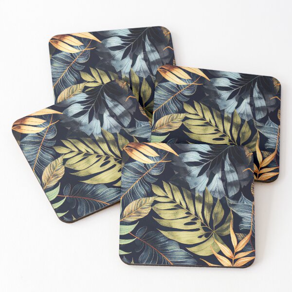 Item preview, "Annalise" - Watercolor Leaf Leafs Abstract Painting Pattern in Green, Black, Brown, White Yellow, Blue, Cream, Light designed and sold by HiArtify ❤️.