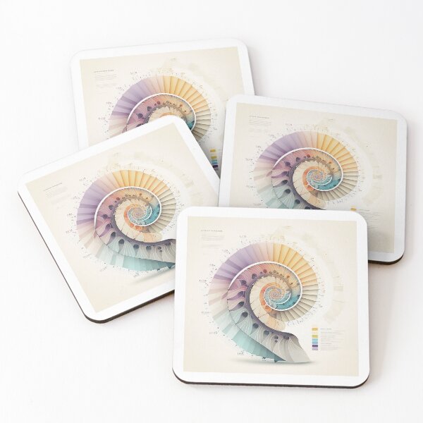 Item preview, Coral Sacred Fibonacci Style Spiral Infographic Abstract  designed and sold by RAGANADesign.