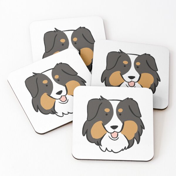 Item preview, black tri mini australian shepherd face illustration designed and sold by Yarafantasyart.