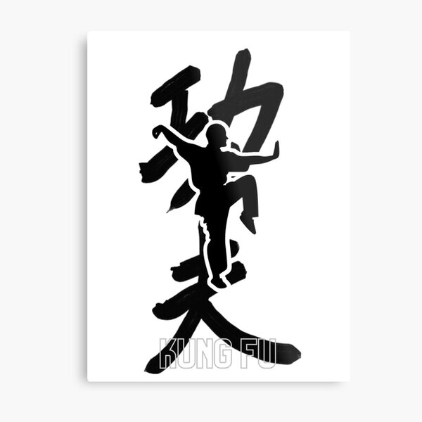 Kung Fu Silhouette Design Metal Print