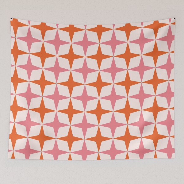 Item preview, Mid century Retro starbursts pattern in pink and orange  designed and sold by Yasminepatterns .