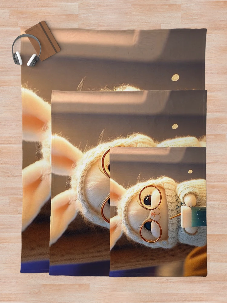 Thumbnail 5 of 6, Throw Blanket, Cute Rabbit designed and sold by Olivier Dean.