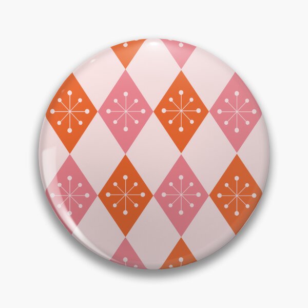 Item preview, Retro atomic starbursts on pink and orange harlequin diamonds pattern  designed and sold by Yasminepatterns .