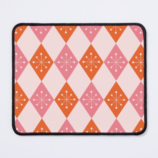 Item preview, Retro atomic starbursts on pink and orange harlequin diamonds pattern  designed and sold by Yasminepatterns .