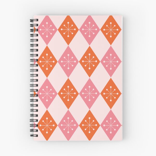Item preview, Retro atomic starbursts on pink and orange harlequin diamonds pattern  designed and sold by Yasminepatterns .