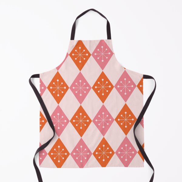 Item preview, Retro atomic starbursts on pink and orange harlequin diamonds pattern designed and sold by Yasminepatterns .