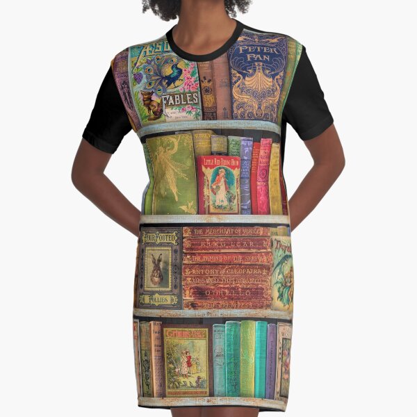 A Daydreamer's Book Shelf Graphic T-Shirt Dress