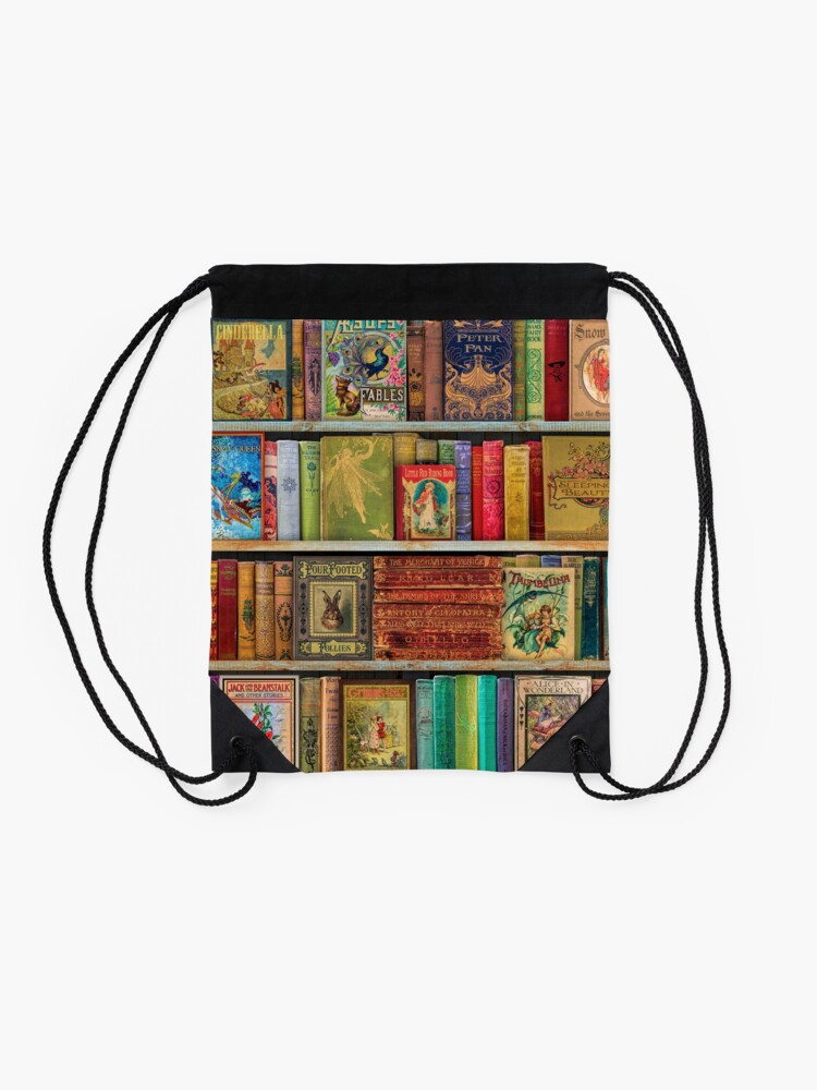 Alternate view of A Daydreamer's Book Shelf Drawstring Bag