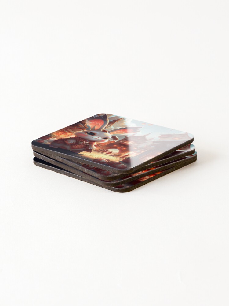 Thumbnail 4 of 5, Coasters (Set of 4), Dragon Rabbit designed and sold by ternau.
