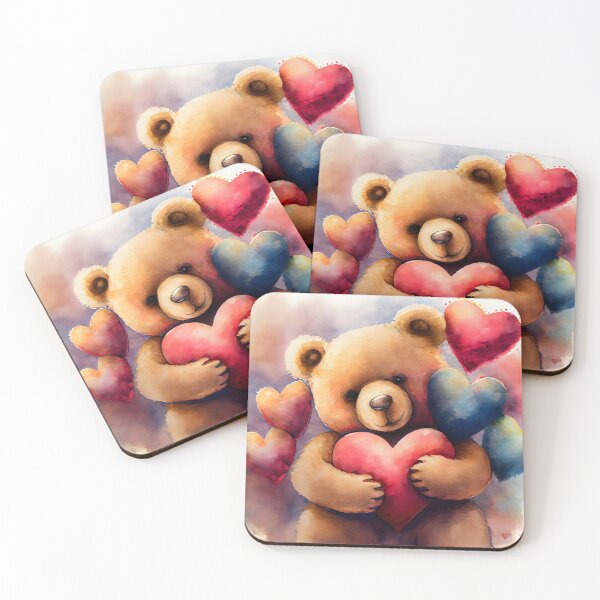 Item preview, A Cute Hug Valentine Bear Carrying A Huge Heart Watercolor Design designed and sold by CGSGraphics.