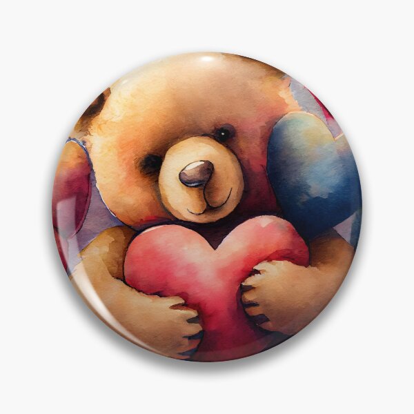 Item preview, A Cute Hug Valentine Bear Carrying A Huge Heart Watercolor Design designed and sold by CGSGraphics.