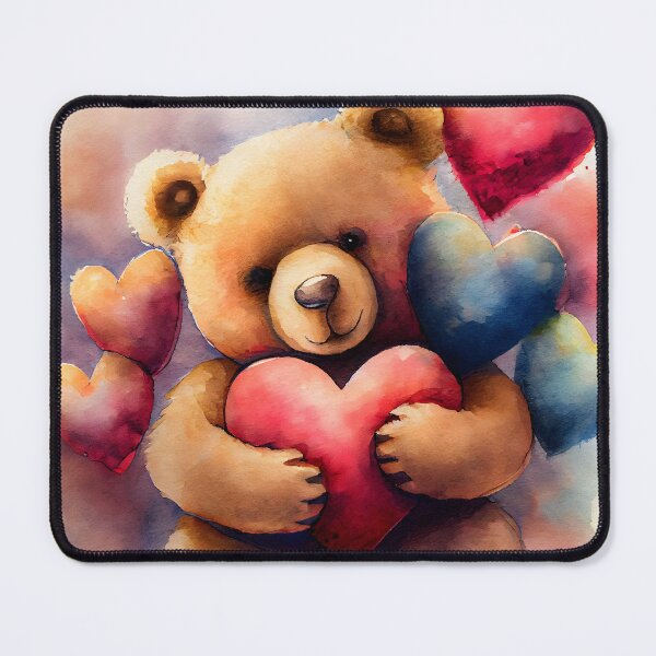 Item preview, A Cute Hug Valentine Bear Carrying A Huge Heart Watercolor Design designed and sold by CGSGraphics.