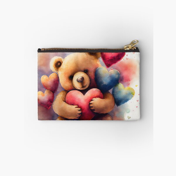 Item preview, A Cute Hug Valentine Bear Carrying A Huge Heart Watercolor Design designed and sold by CGSGraphics.