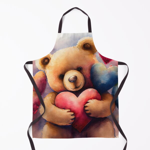 Item preview, A Cute Hug Valentine Bear Carrying A Huge Heart Watercolor Design designed and sold by CGSGraphics.