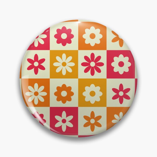 Item preview,  Colorful checkered retro flower pattern in red, orange and yellow  designed and sold by Yasminepatterns .