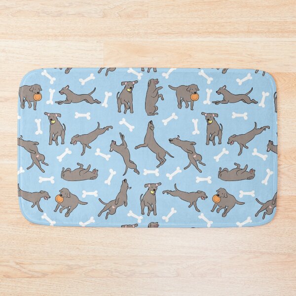 Item preview, Playing Silver Lab Labrador Retriever - Blue Background designed and sold by Lulupainting.
