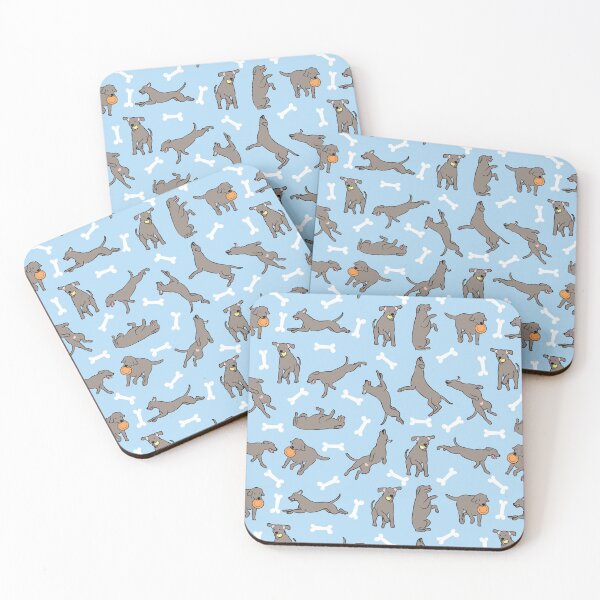 Item preview, Playing Silver Lab Labrador Retriever - Blue Background designed and sold by Lulupainting.
