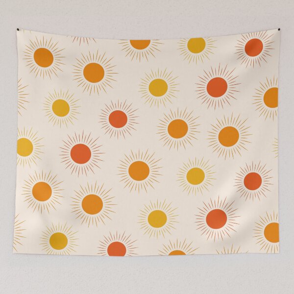 Item preview, Colorful retro  boho sun pattern in orange, yellow and red  designed and sold by Yasminepatterns .