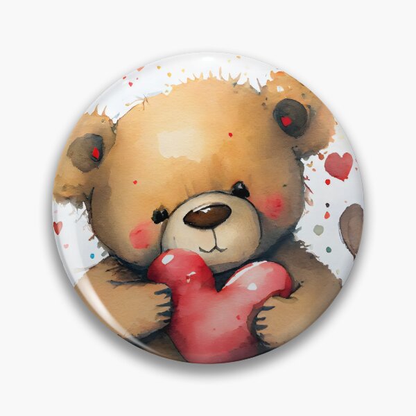 Item preview, A Cute Valentine TBear Carrying A Huge Heart Watercolor designed and sold by CGSGraphics.