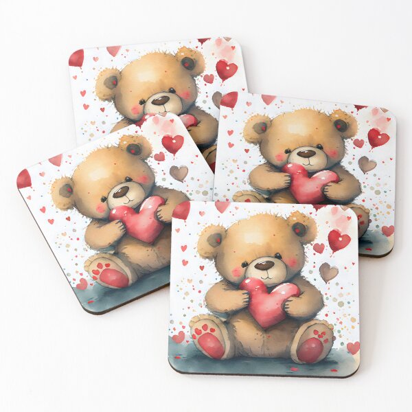 Item preview, A Cute Valentine TBear Carrying A Huge Heart Watercolor designed and sold by CGSGraphics.
