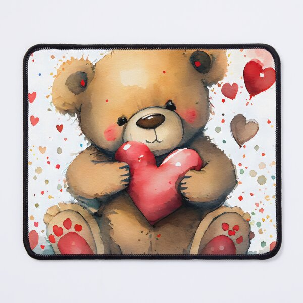 Item preview, A Cute Valentine TBear Carrying A Huge Heart Watercolor designed and sold by CGSGraphics.
