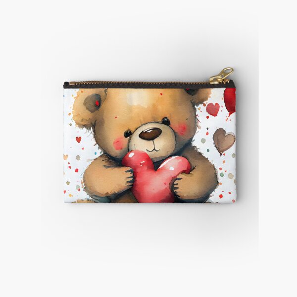 Item preview, A Cute Valentine TBear Carrying A Huge Heart Watercolor designed and sold by CGSGraphics.