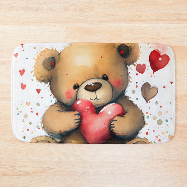 Item preview, A Cute Valentine TBear Carrying A Huge Heart Watercolor designed and sold by CGSGraphics.
