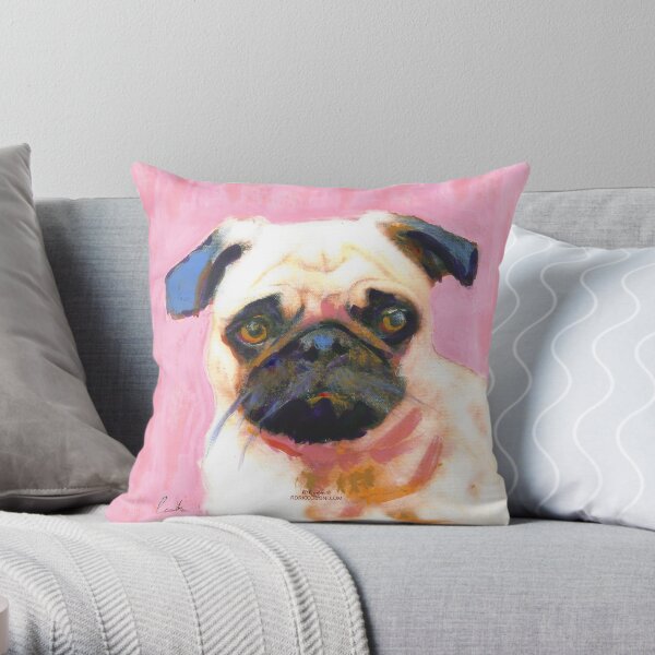 Pink Pug Throw Pillow
