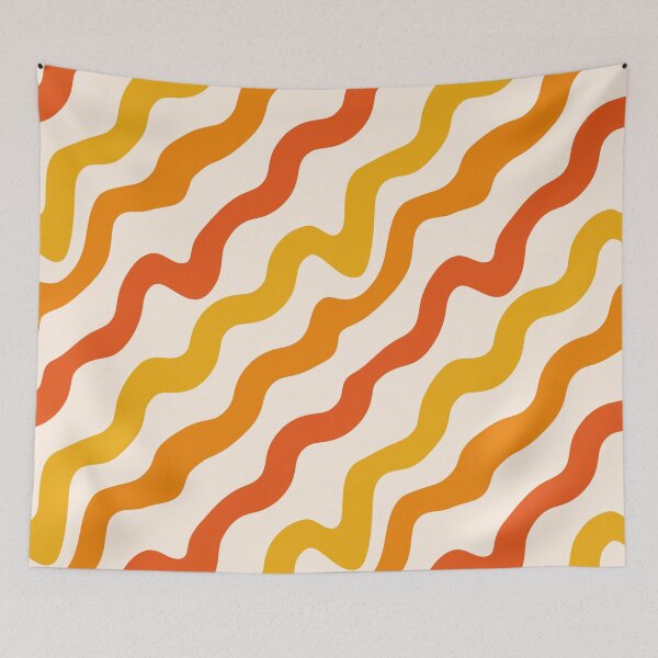 Item preview, Retro style groovy waves pattern in orange, yellow and red  designed and sold by Yasminepatterns .