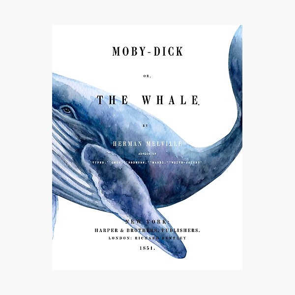 Moby Dick, Herman Melville, minimal book cover, classic novel, the whale,  sea adventures Canvas Print by Stefanoreves