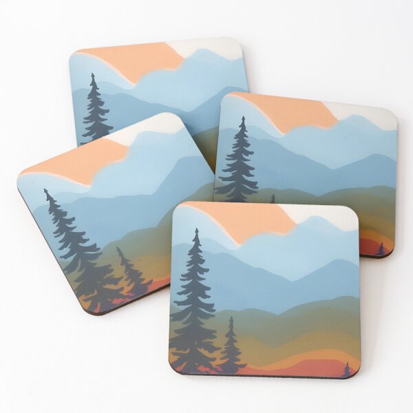 Item preview, Bring the Beauty of the Mountains into Your Home with Our Minimalist Landscape Mountain Trees Prints designed and sold by supeart.