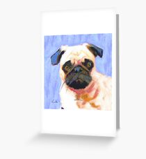 Blue Pinky Pug Greeting Card