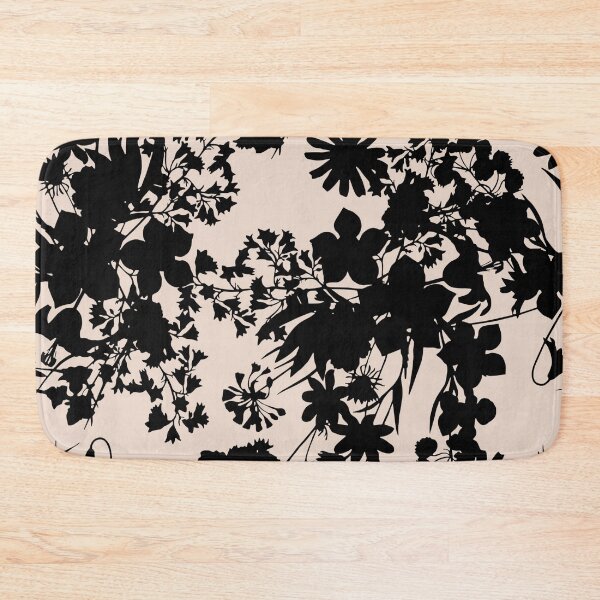 Item preview, Beige and black minimal floral botanical pattern designed and sold by ReneMagritteArt.