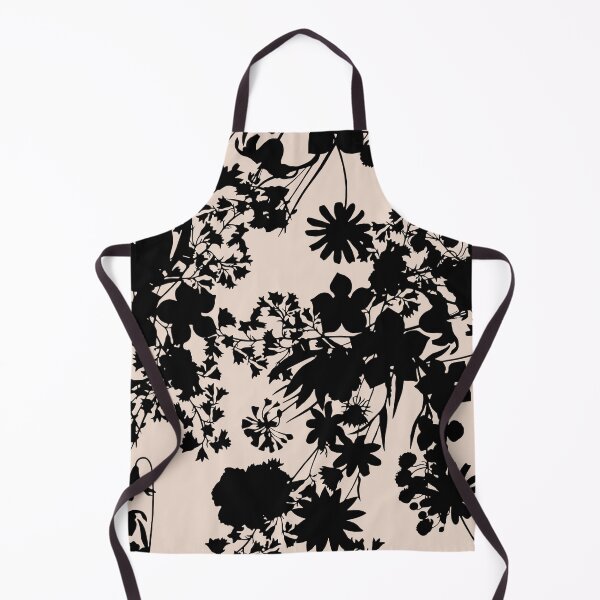 Item preview, Beige and black minimal floral botanical pattern designed and sold by ReneMagritteArt.