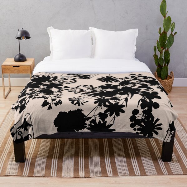 Item preview, Beige and black minimal floral botanical pattern designed and sold by ReneMagritteArt.
