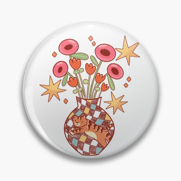Item preview, Cute floral jumping tiger retro inspired vase illustration designed and sold by Ellie Ball.