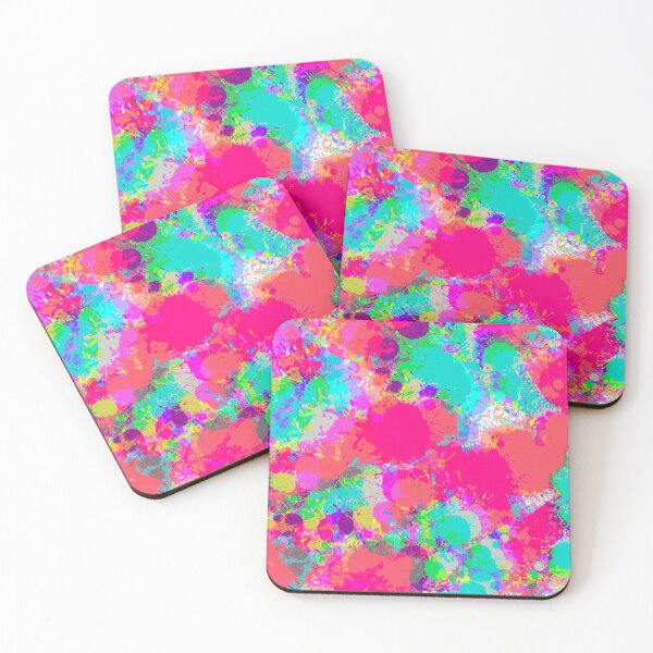 Item preview, Multicolor and Neon Pink and Neon Blue, Splashes of Paint Pattern Design designed and sold by theprintedclub.