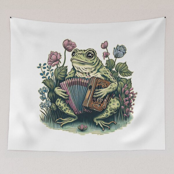 Item preview, Cottagecore Frog Playing Accordion, Cottagecore Aesthetics, Frog Lover designed and sold by Bunkis1st.